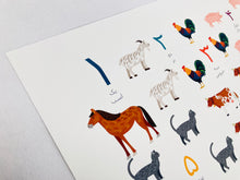 Load image into Gallery viewer, Persian Number Poster / Farsi Number Print with Animals