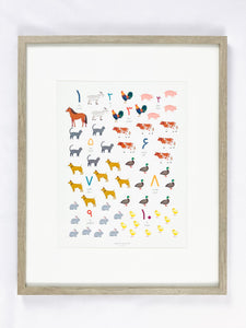 Persian Number Poster / Farsi Number Print with Animals