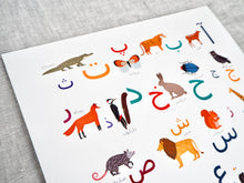 Load image into Gallery viewer, Persian Alphabet Poster  / Alefba Farsi Print with Animals

